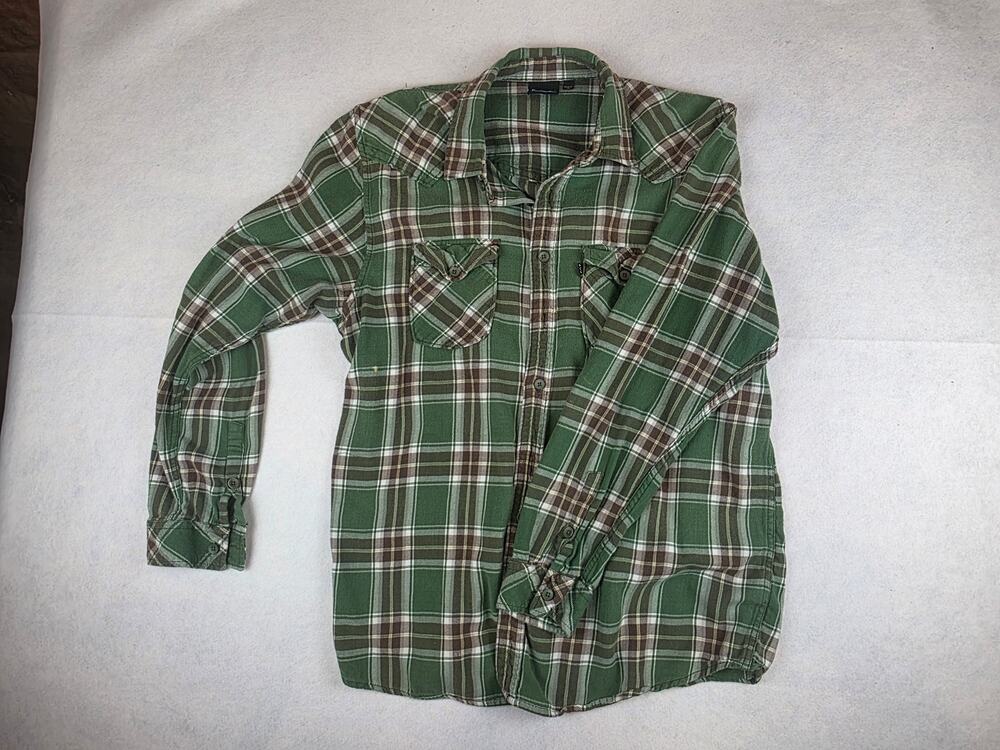 Kavu Green Long Sleeve Cotton Flannel Size Extra Large